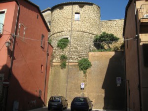 Looking up to the backs of the old main street buildings from the 1100's