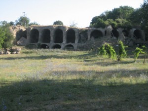 The Tiber river (il Tevere) at the foot of the scavi in Otricoli