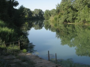 The Tiber river (il Tevere) at the foot of the scavi in Otricoli